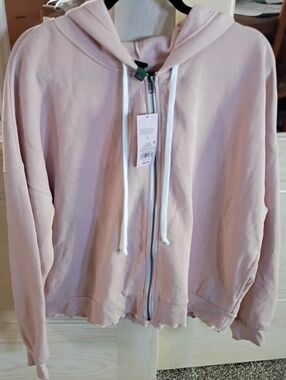wild fable Blush Pink Zip Hoodie with White Drawstrings